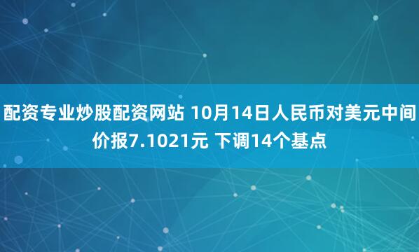 配资专业炒股配资网站 10月14日人民币对美元中间价报7.1021元 下调14个基点